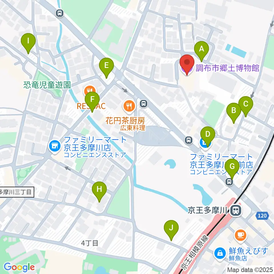 調布市郷土博物館周辺の駐車場・コインパーキング一覧地図