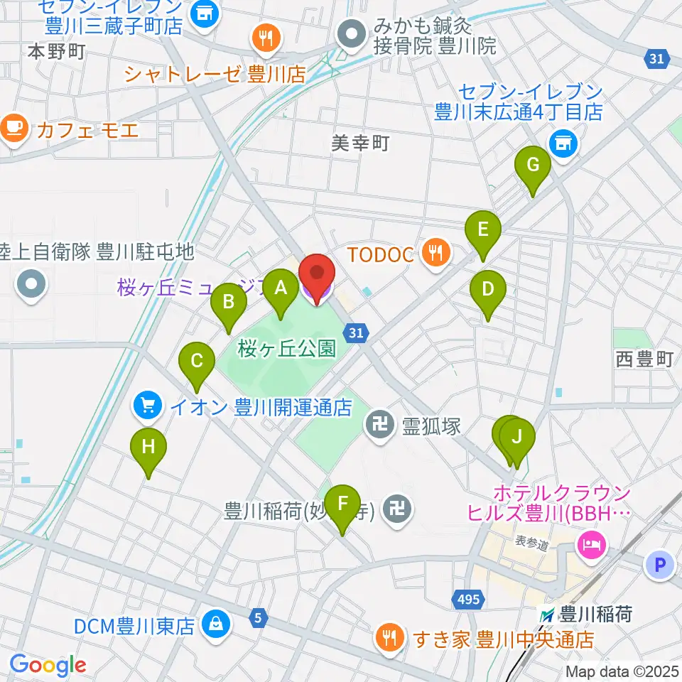 豊川市桜ヶ丘ミュージアム周辺の駐車場・コインパーキング一覧地図