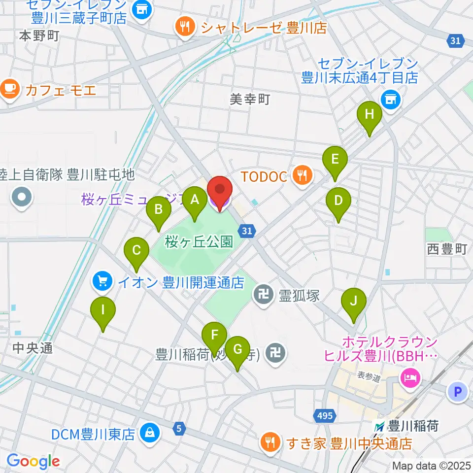 豊川市桜ヶ丘ミュージアム周辺の駐車場・コインパーキング一覧地図