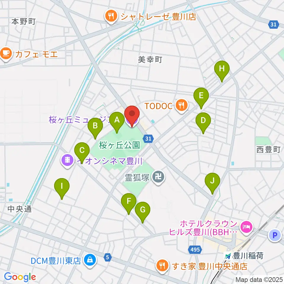豊川市桜ヶ丘ミュージアム周辺の駐車場・コインパーキング一覧地図