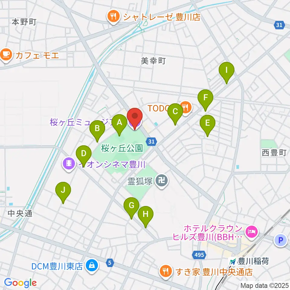 豊川市桜ヶ丘ミュージアム周辺の駐車場・コインパーキング一覧地図