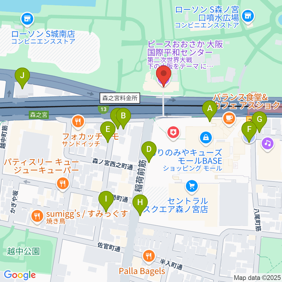 ピースおおさか 大阪国際平和センター周辺の駐車場・コインパーキング一覧地図