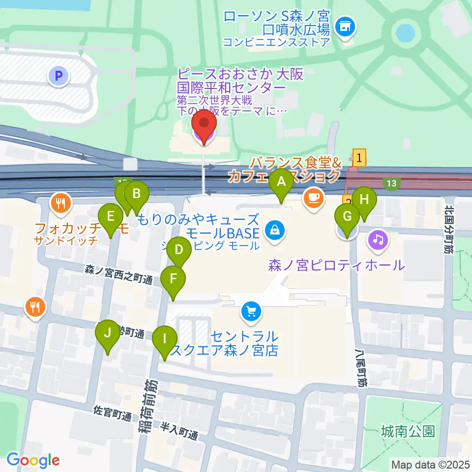 ピースおおさか 大阪国際平和センター周辺の駐車場・コインパーキング一覧地図