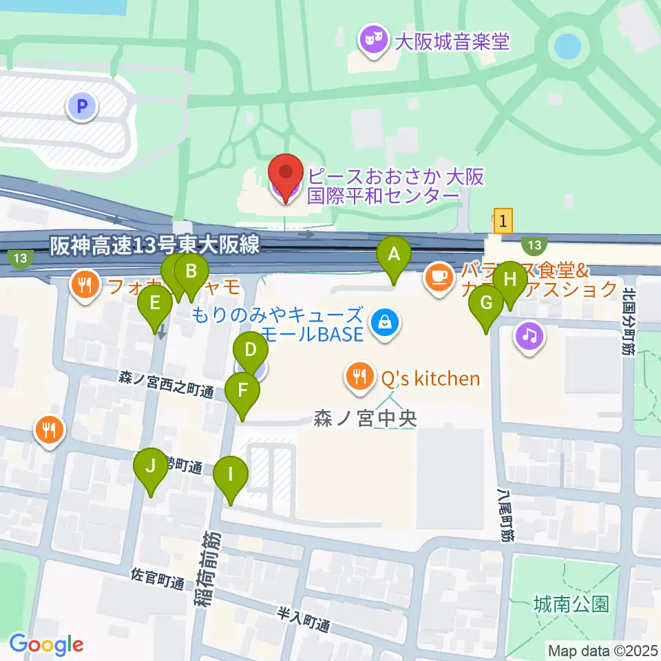 ピースおおさか 大阪国際平和センター周辺の駐車場・コインパーキング一覧地図