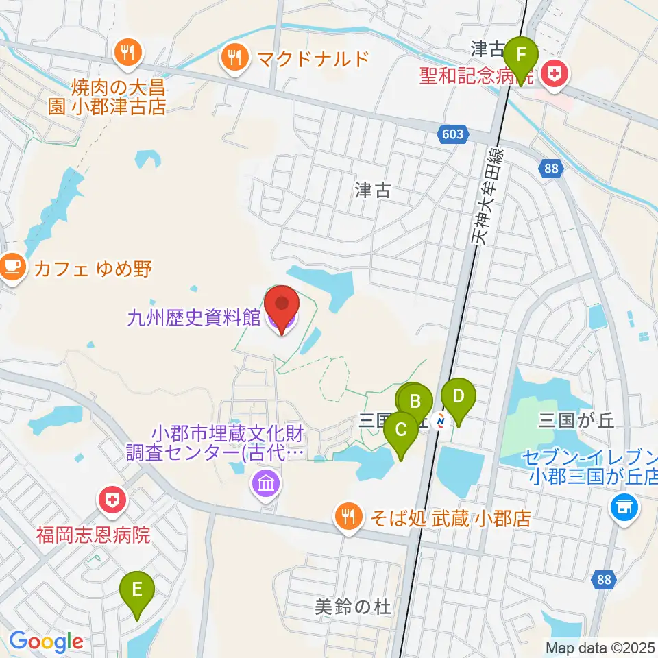 九州歴史資料館周辺の駐車場・コインパーキング一覧地図