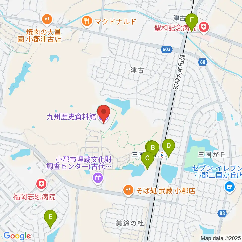 九州歴史資料館周辺の駐車場・コインパーキング一覧地図