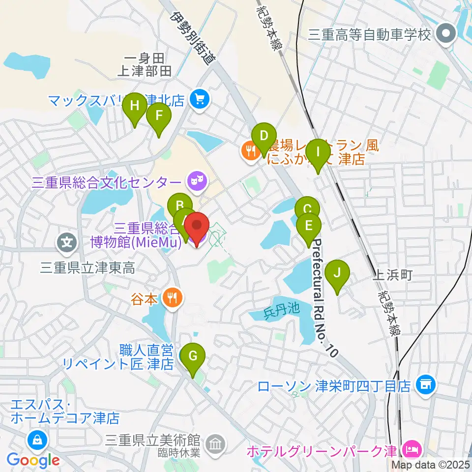 三重県総合博物館 MieMu周辺の駐車場・コインパーキング一覧地図