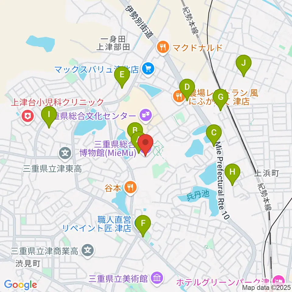 三重県総合博物館 MieMu周辺の駐車場・コインパーキング一覧地図