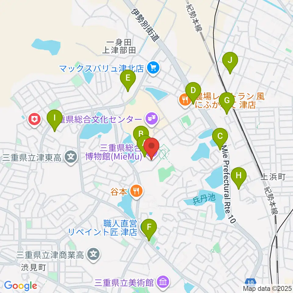 三重県総合博物館 MieMu周辺の駐車場・コインパーキング一覧地図