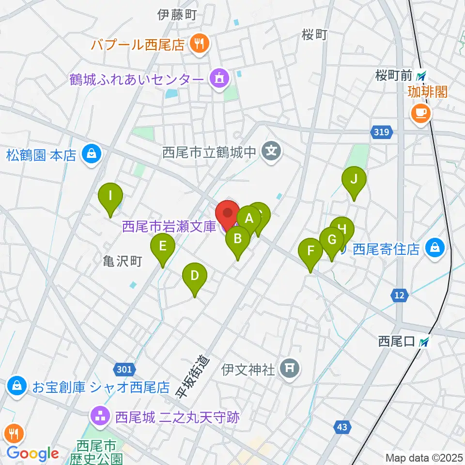 西尾市岩瀬文庫周辺の駐車場・コインパーキング一覧地図
