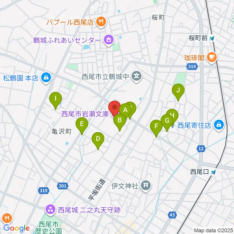 西尾市岩瀬文庫周辺の駐車場・コインパーキング一覧地図