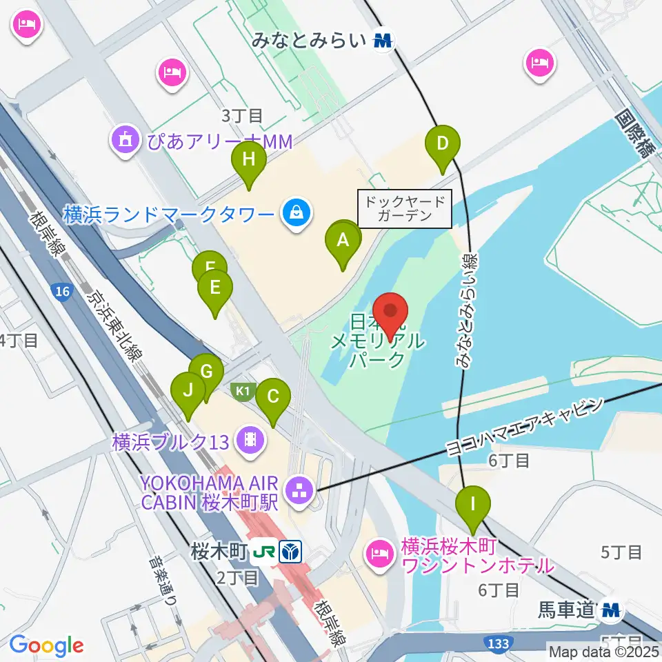 横浜みなと博物館周辺の駐車場・コインパーキング一覧地図