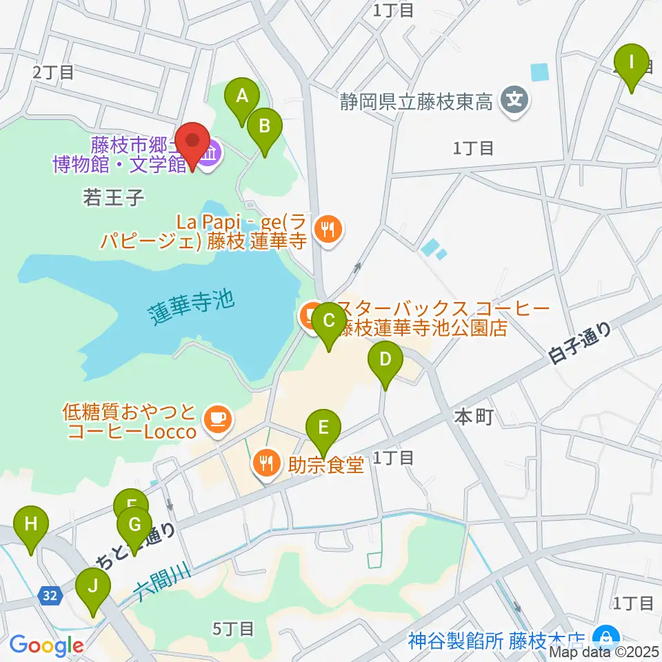 藤枝市郷土博物館・文学館周辺の駐車場・コインパーキング一覧地図