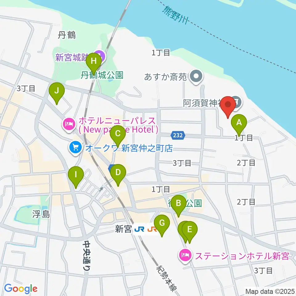 新宮市立歴史民俗資料館周辺の駐車場・コインパーキング一覧地図