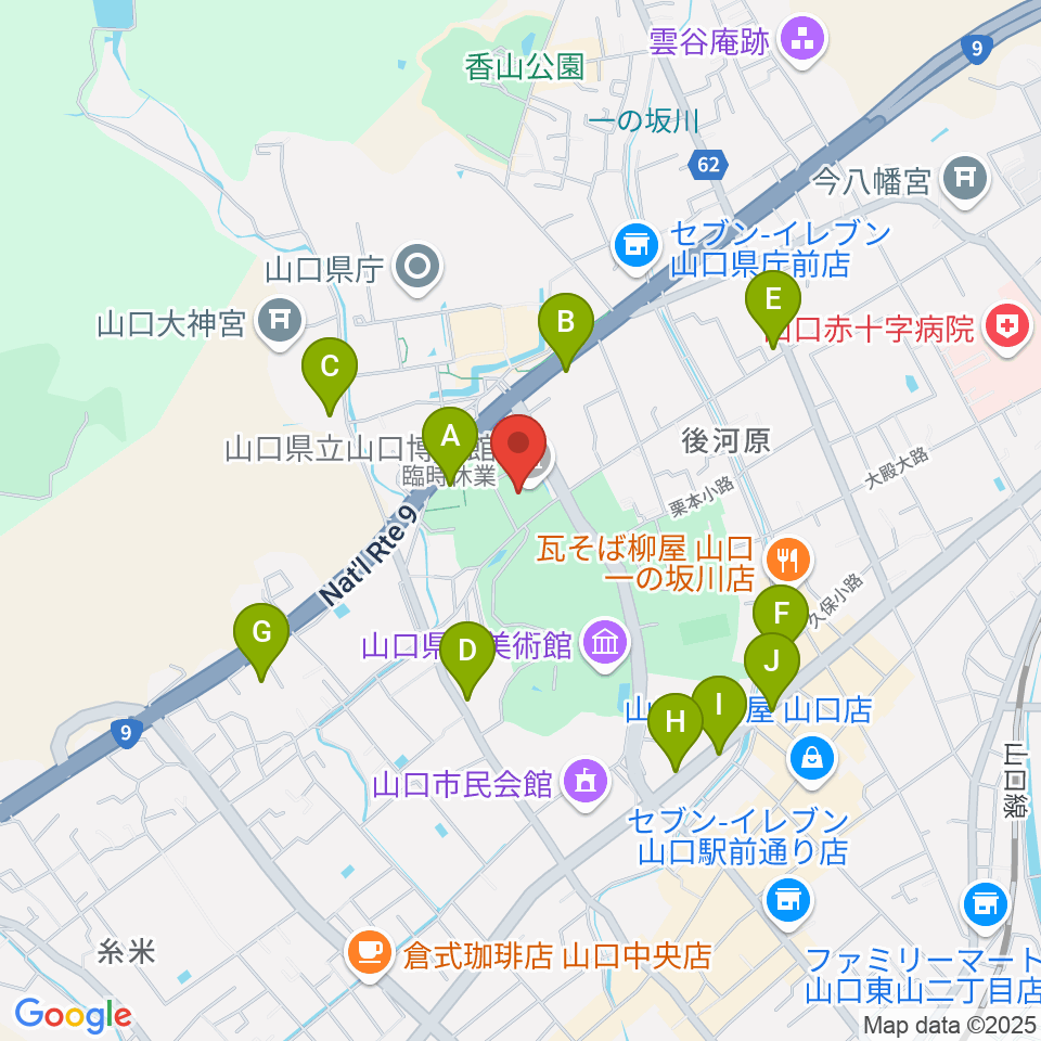 山口県立山口博物館周辺の駐車場・コインパーキング一覧地図