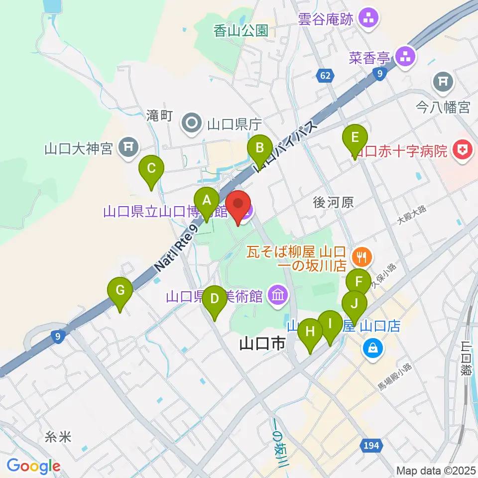 山口県立山口博物館周辺の駐車場・コインパーキング一覧地図