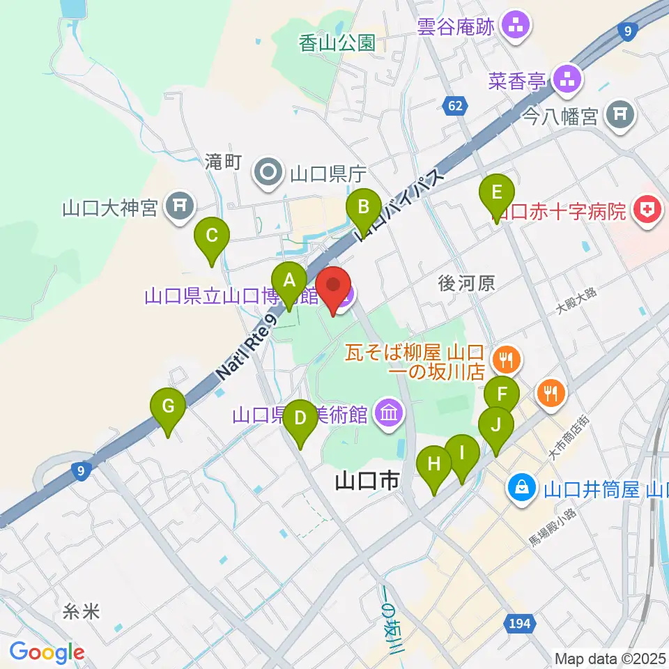 山口県立山口博物館周辺の駐車場・コインパーキング一覧地図