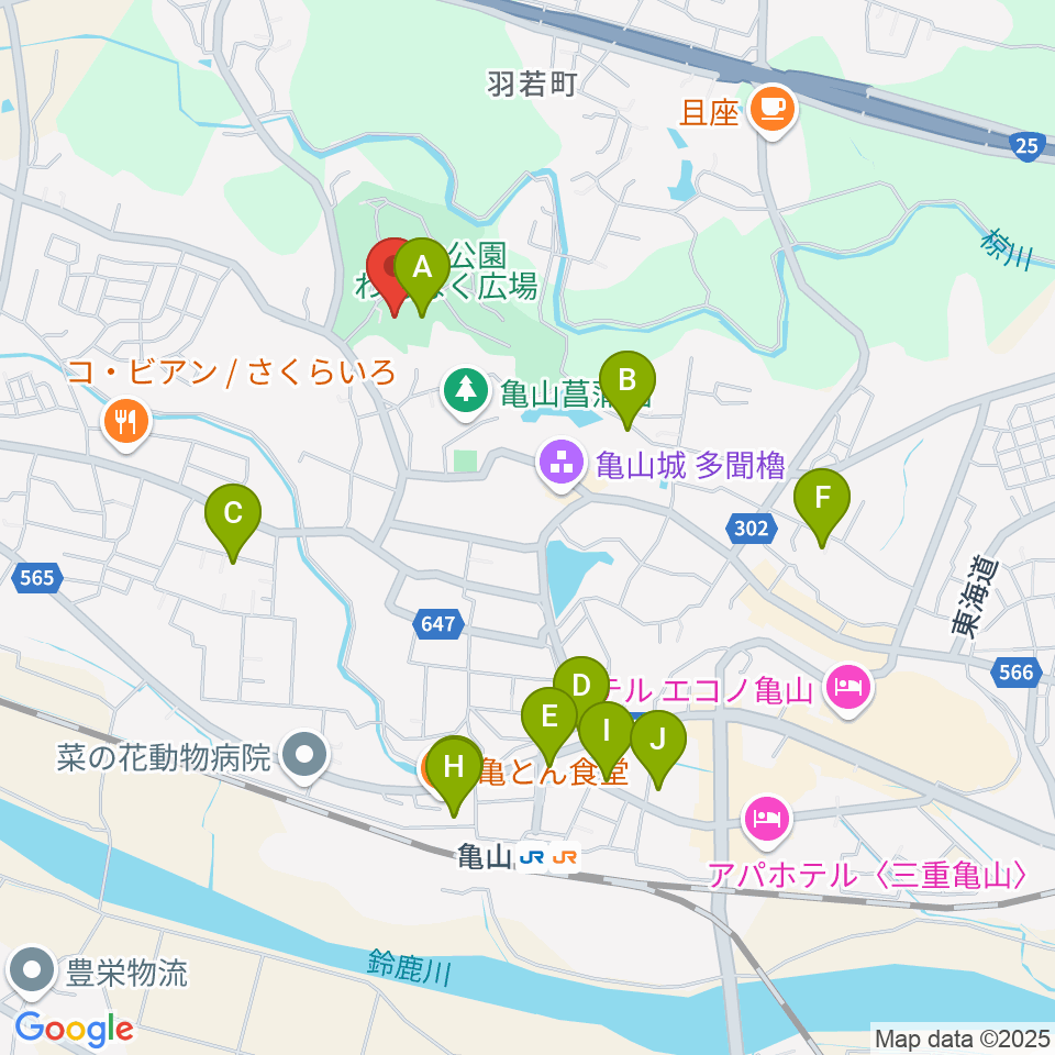 亀山市歴史博物館周辺の駐車場・コインパーキング一覧地図