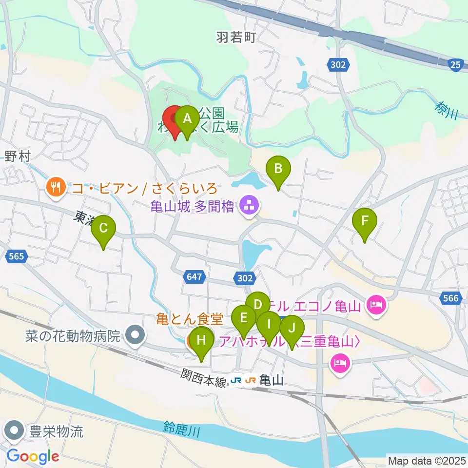 亀山市歴史博物館周辺の駐車場・コインパーキング一覧地図