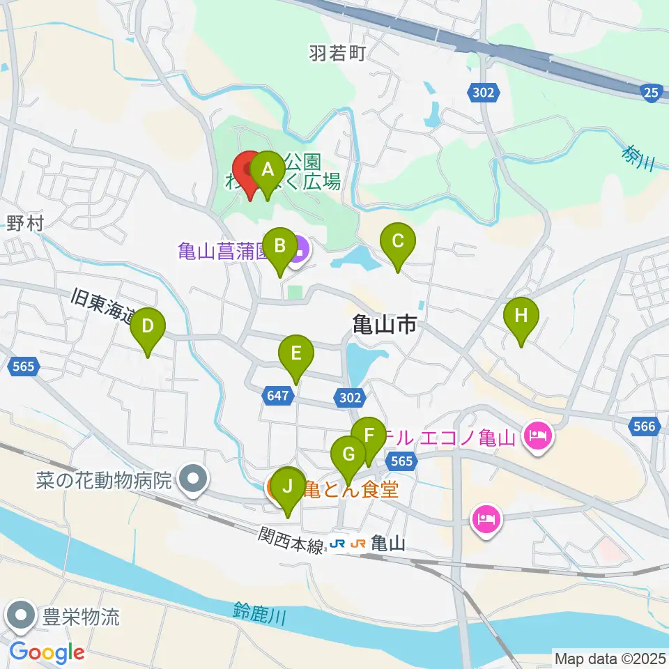 亀山市歴史博物館周辺の駐車場・コインパーキング一覧地図