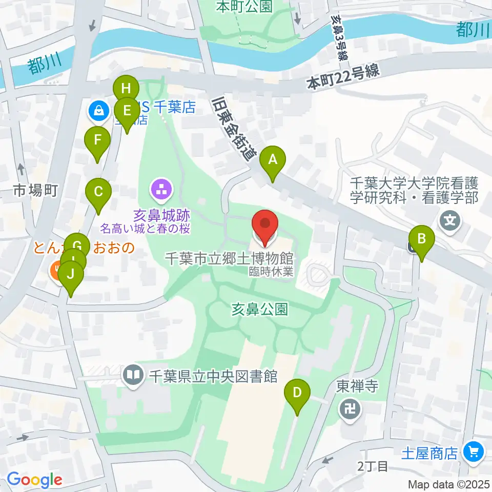 千葉市立郷土博物館周辺の駐車場・コインパーキング一覧地図