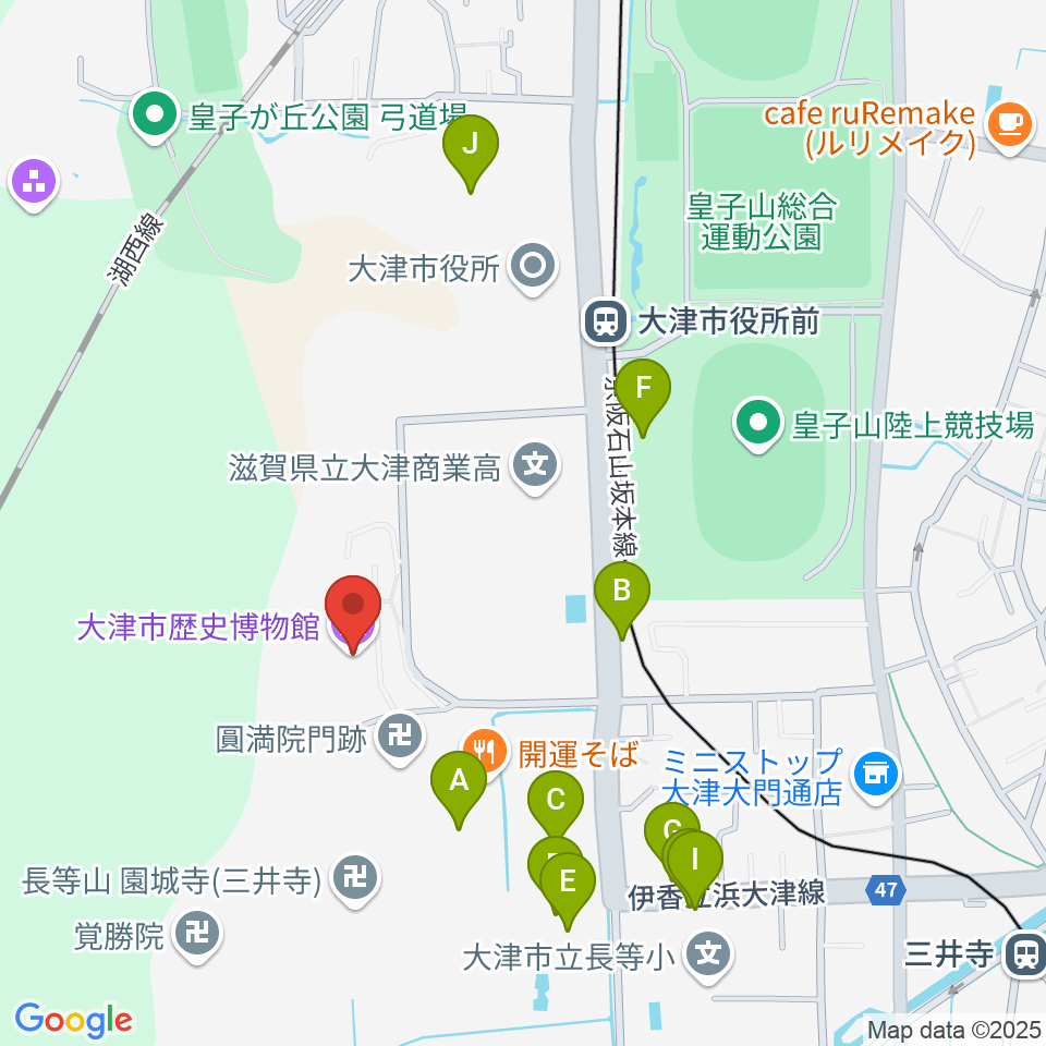 大津市歴史博物館周辺の駐車場・コインパーキング一覧地図