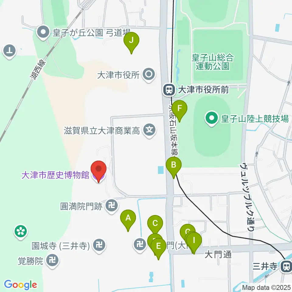 大津市歴史博物館周辺の駐車場・コインパーキング一覧地図