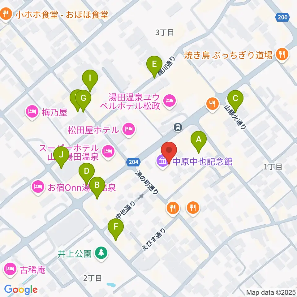中原中也記念館周辺の駐車場・コインパーキング一覧地図