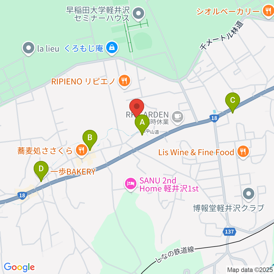 軽井沢町追分宿郷土館周辺の駐車場・コインパーキング一覧地図