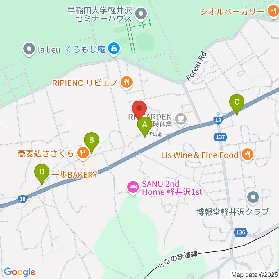 軽井沢町追分宿郷土館周辺の駐車場・コインパーキング一覧地図