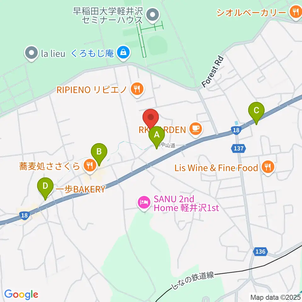 軽井沢町追分宿郷土館周辺の駐車場・コインパーキング一覧地図