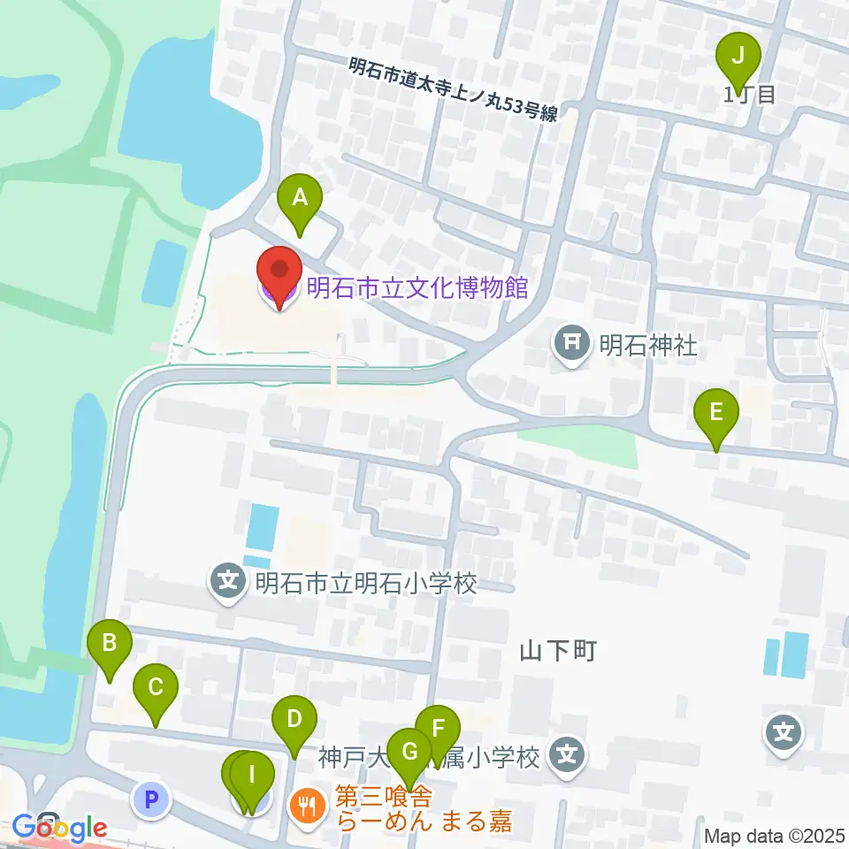 明石市立文化博物館周辺の駐車場・コインパーキング一覧地図