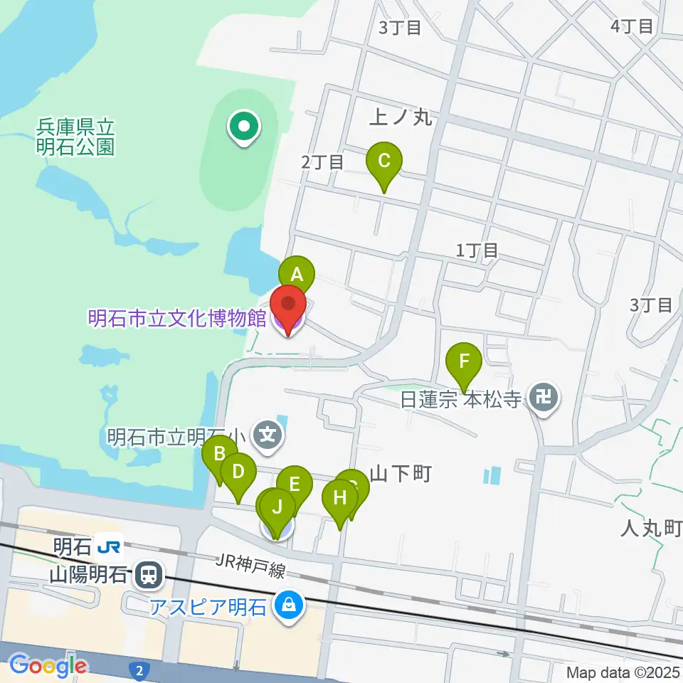 明石市立文化博物館周辺の駐車場・コインパーキング一覧地図