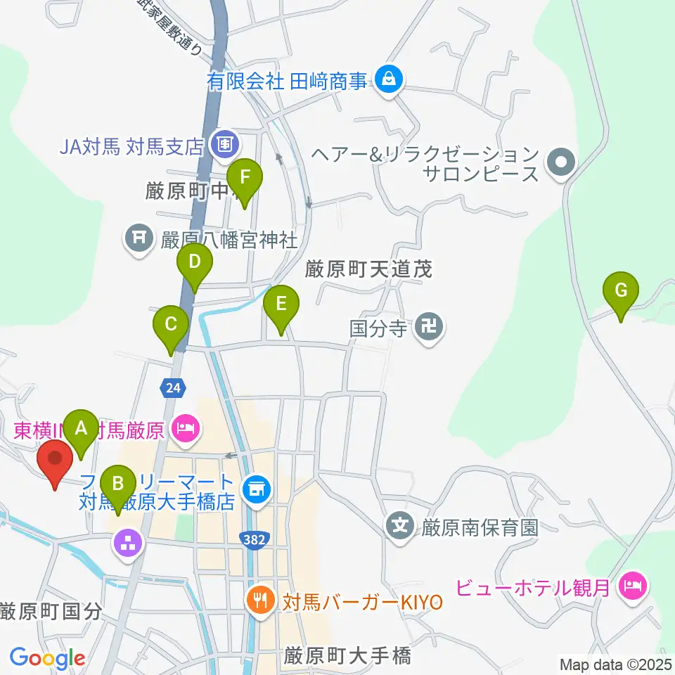 対馬博物館周辺の駐車場・コインパーキング一覧地図