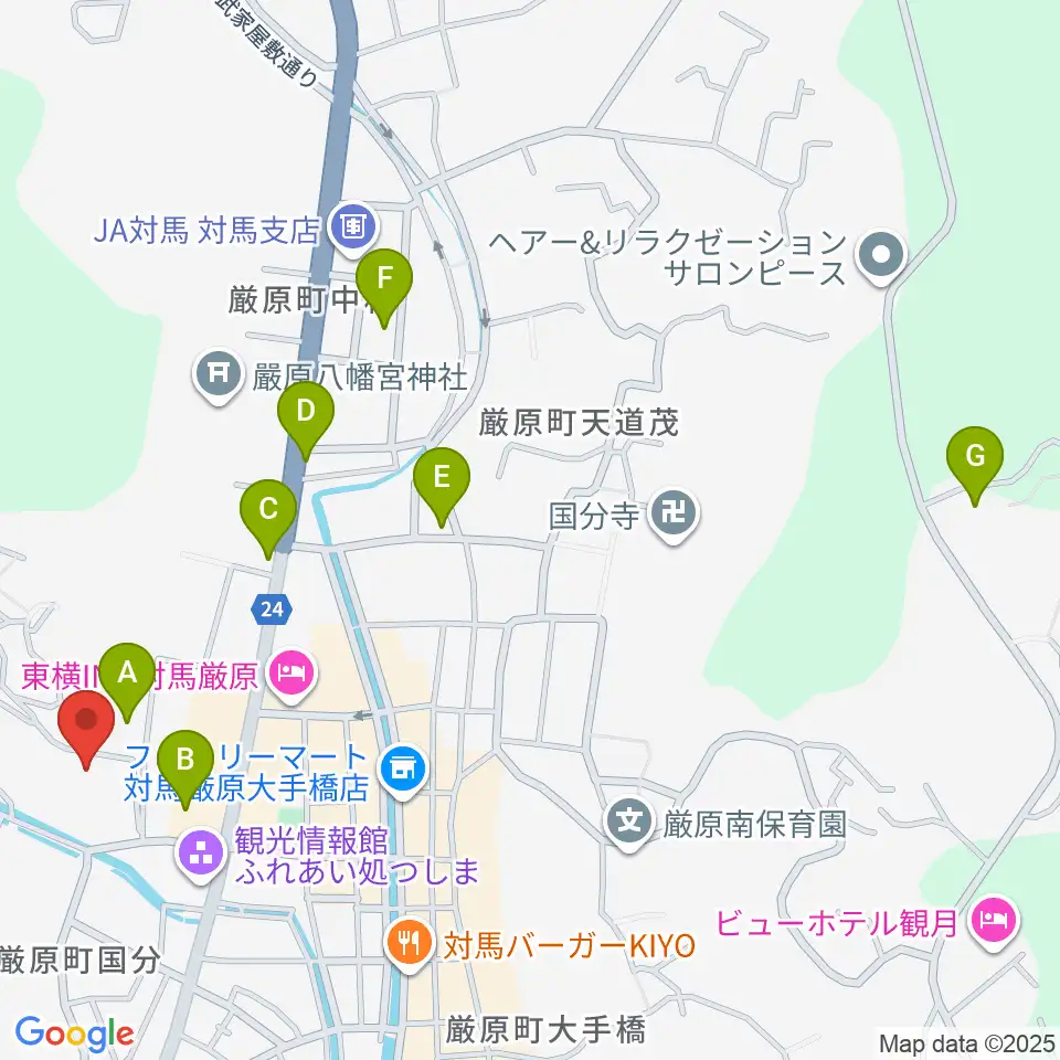 対馬博物館周辺の駐車場・コインパーキング一覧地図