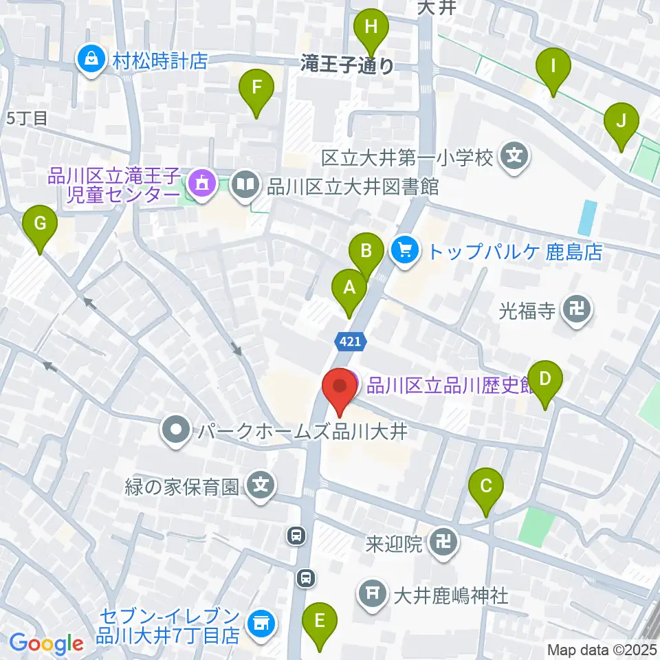 品川区立品川歴史館周辺の駐車場・コインパーキング一覧地図