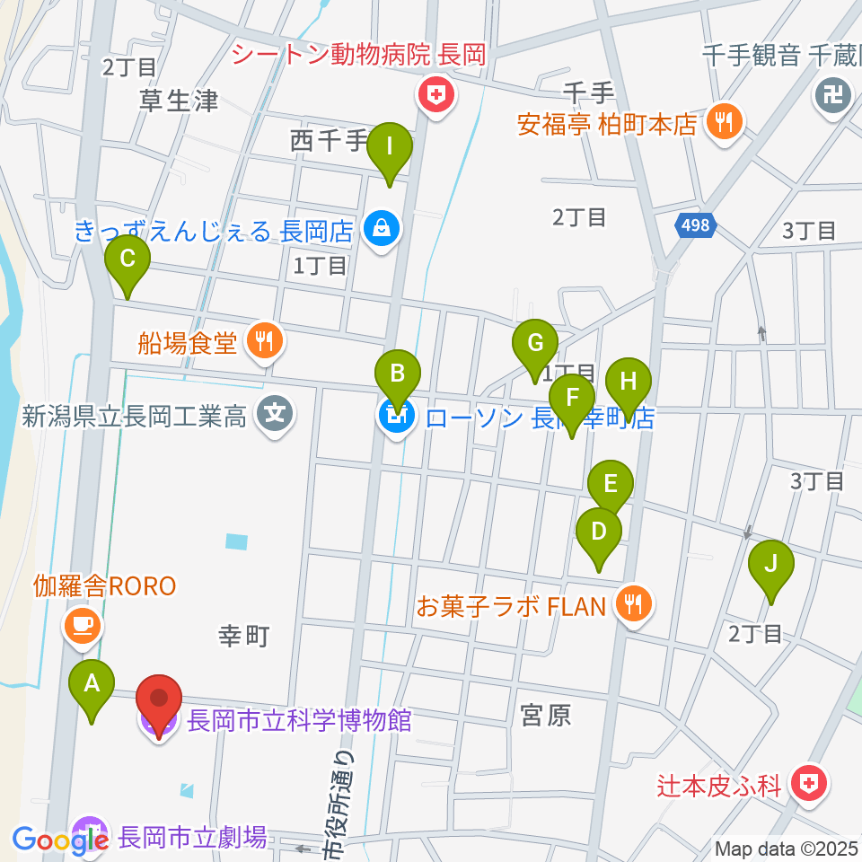 長岡市立科学博物館周辺の駐車場・コインパーキング一覧地図