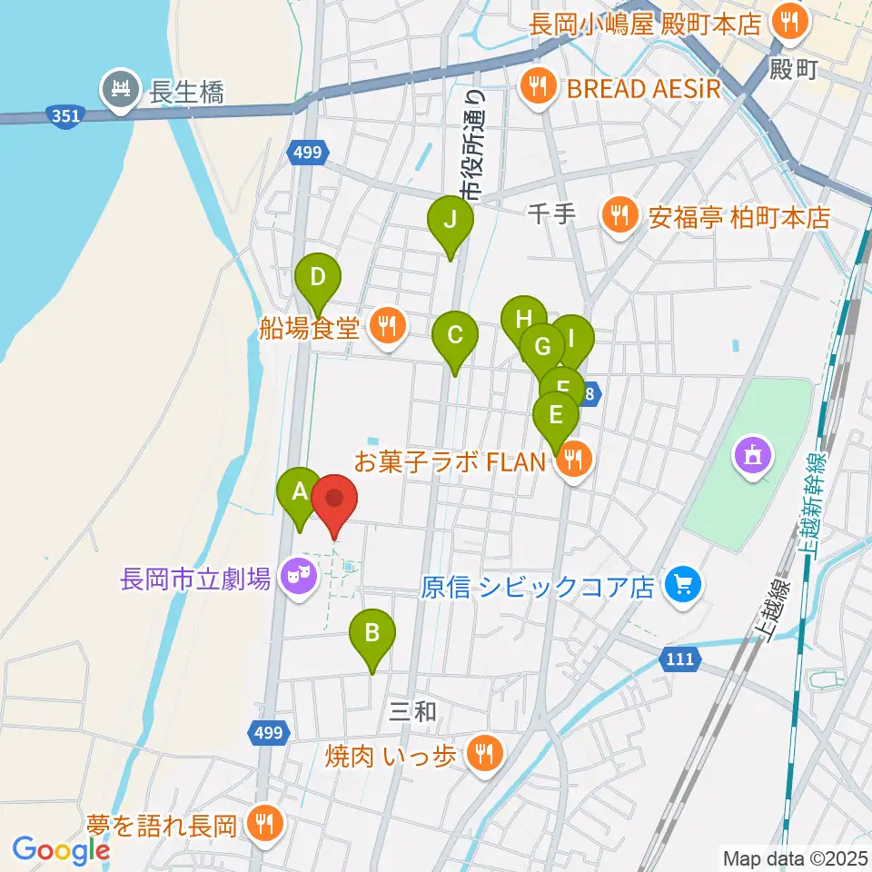 長岡市立科学博物館周辺の駐車場・コインパーキング一覧地図