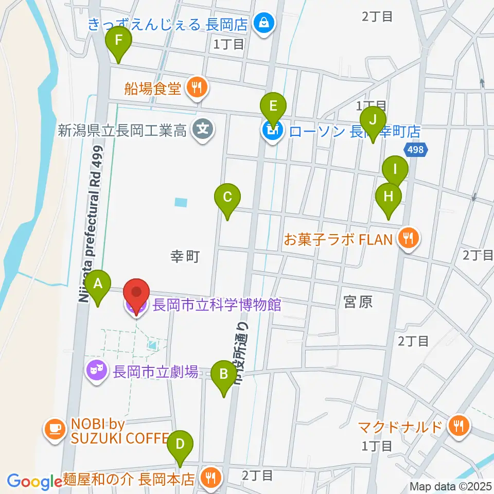 長岡市立科学博物館周辺の駐車場・コインパーキング一覧地図