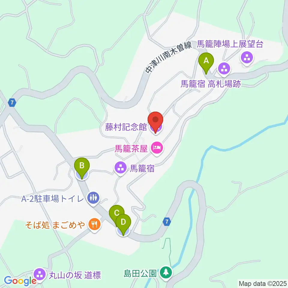 藤村記念館周辺の駐車場・コインパーキング一覧地図