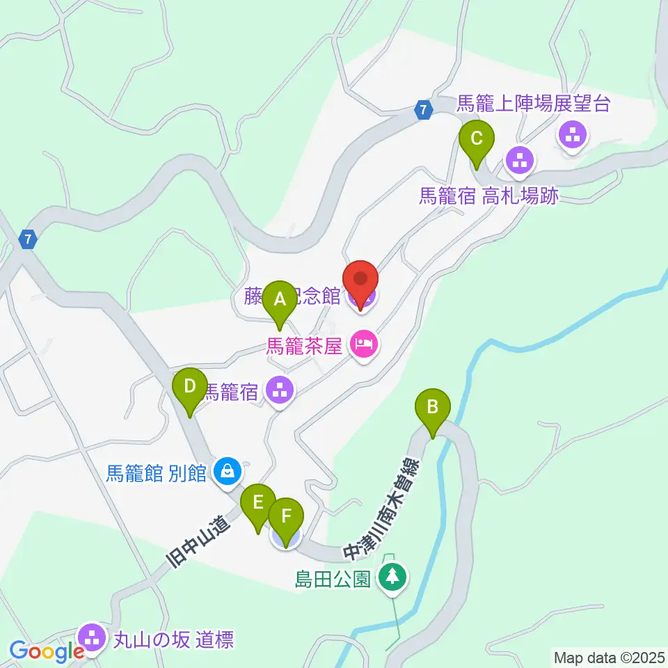藤村記念館周辺の駐車場・コインパーキング一覧地図