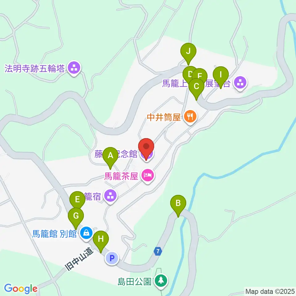 藤村記念館周辺の駐車場・コインパーキング一覧地図