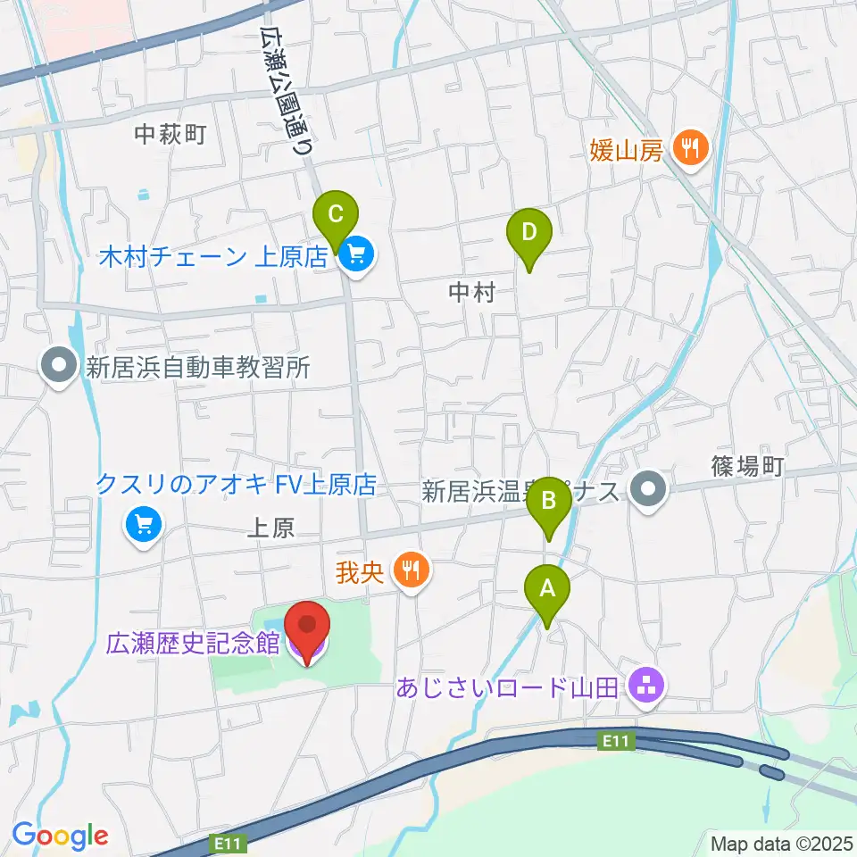 新居浜市広瀬歴史記念館周辺の駐車場・コインパーキング一覧地図