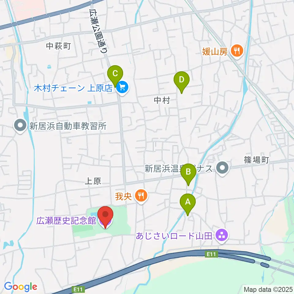 新居浜市広瀬歴史記念館周辺の駐車場・コインパーキング一覧地図