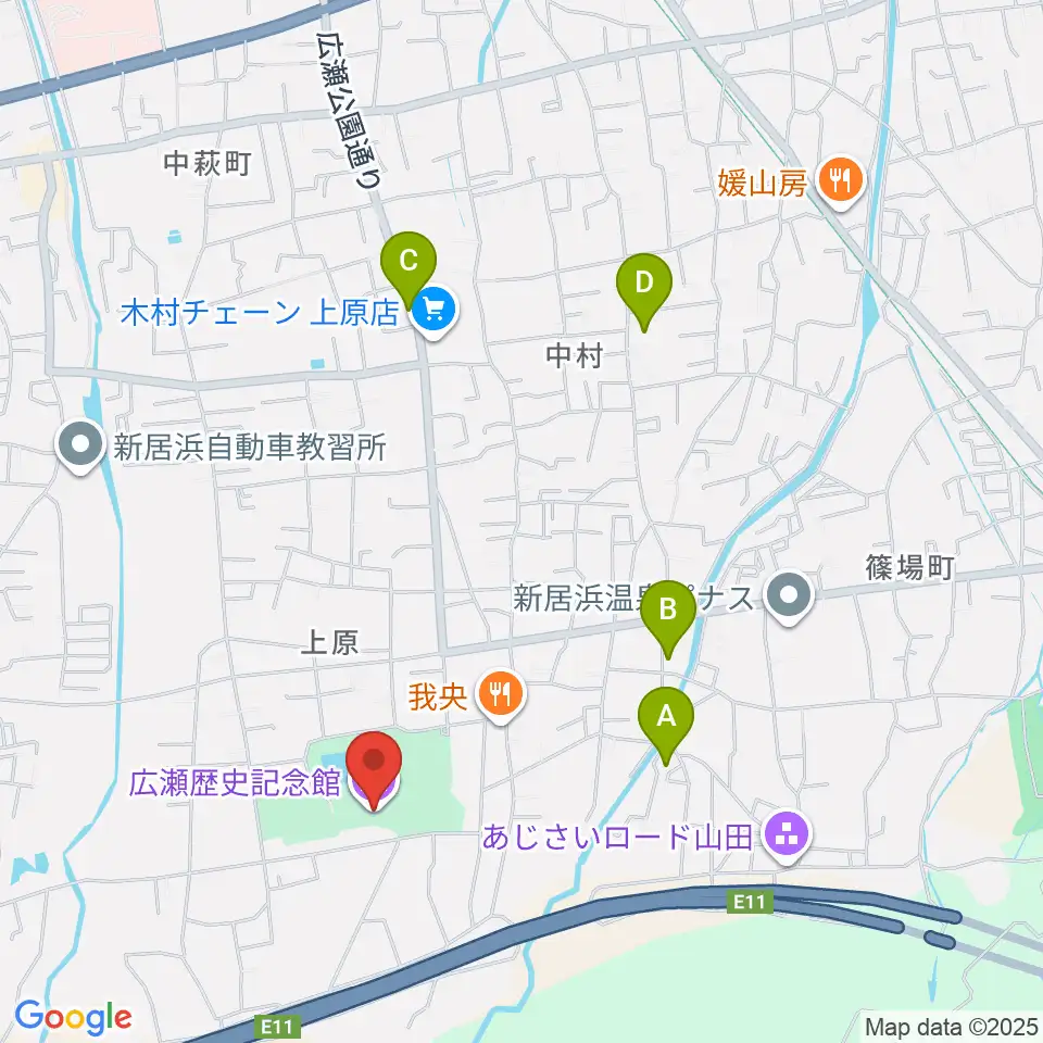 新居浜市広瀬歴史記念館周辺の駐車場・コインパーキング一覧地図