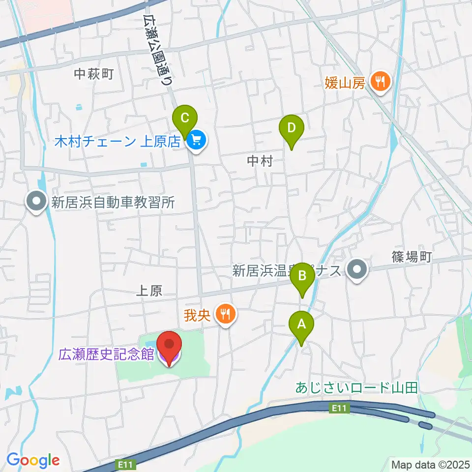 新居浜市広瀬歴史記念館周辺の駐車場・コインパーキング一覧地図