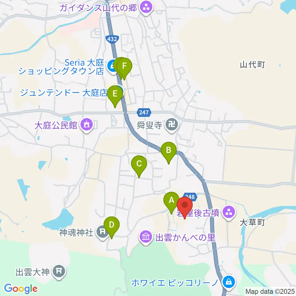島根県立八雲立つ風土記の丘周辺の駐車場・コインパーキング一覧地図