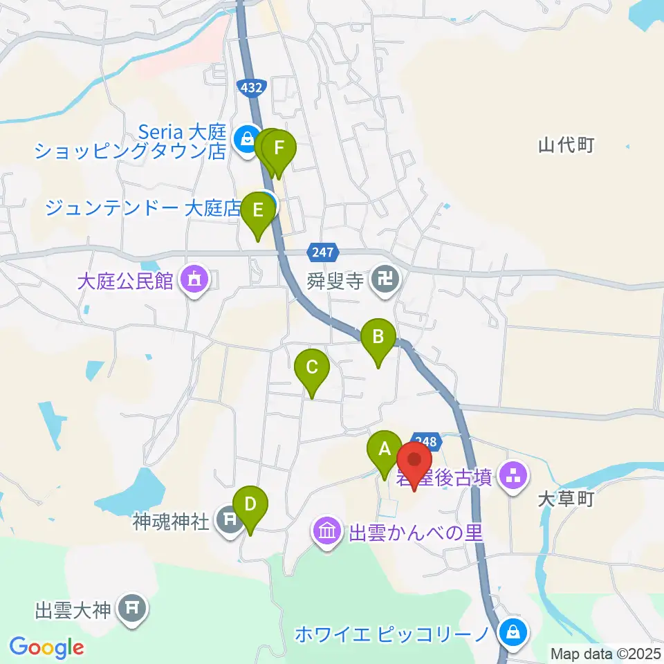 島根県立八雲立つ風土記の丘周辺の駐車場・コインパーキング一覧地図