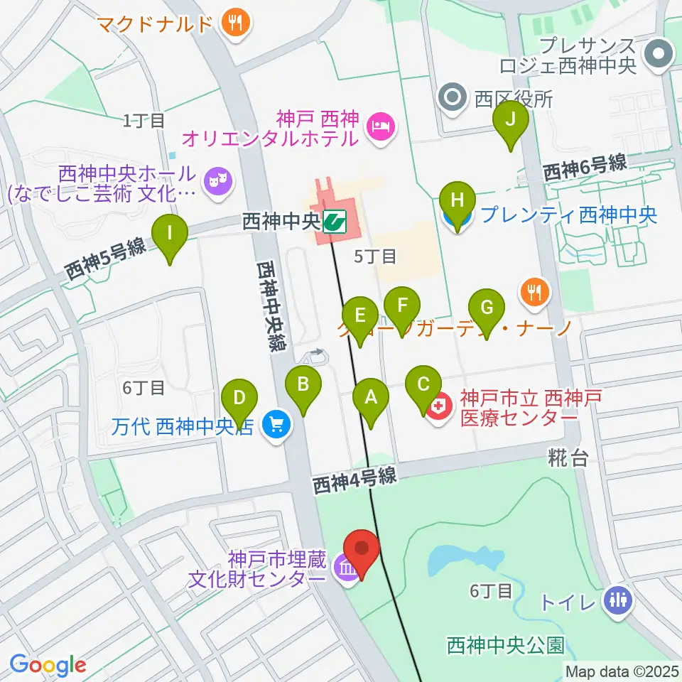 神戸市埋蔵文化財センター周辺の駐車場・コインパーキング一覧地図