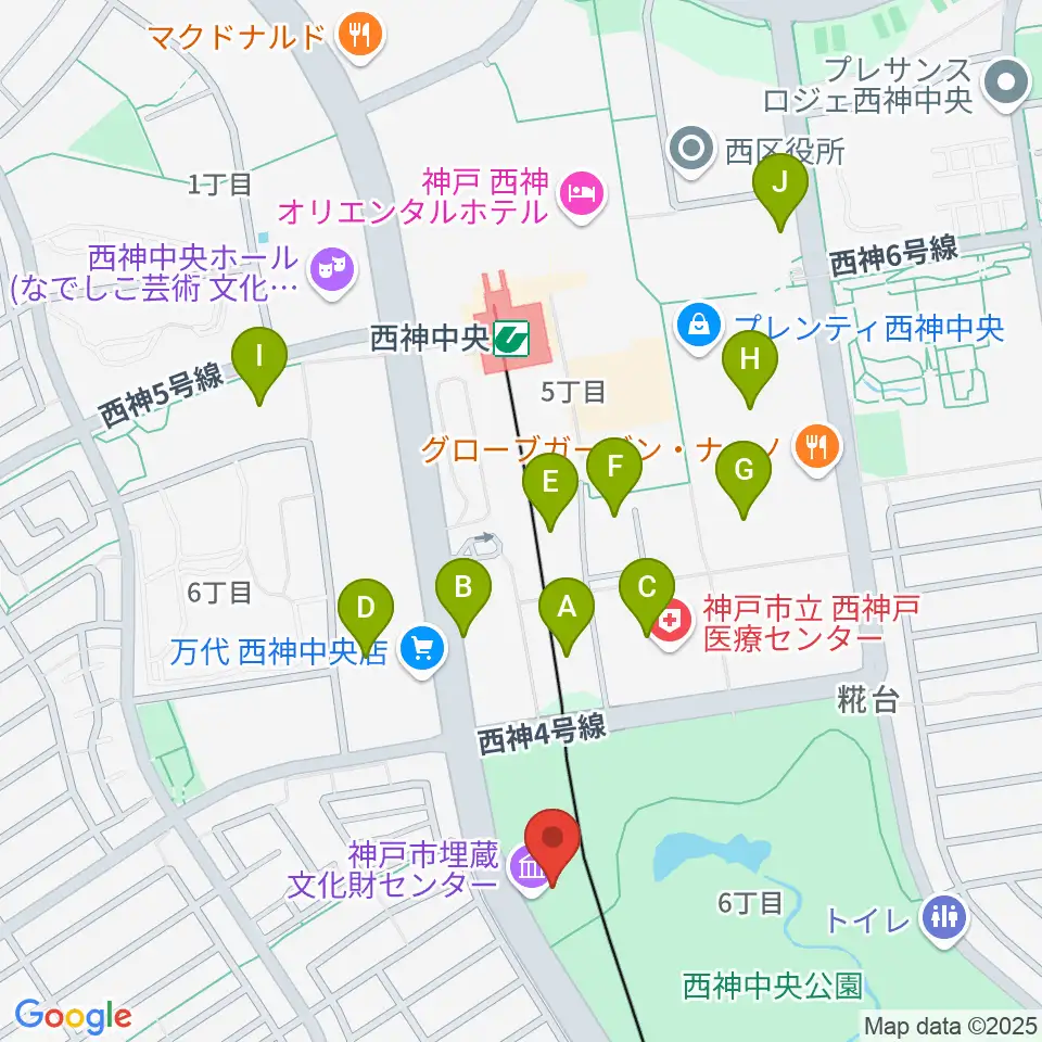 神戸市埋蔵文化財センター周辺の駐車場・コインパーキング一覧地図